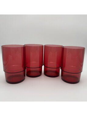 4 Tupperware Tumbler Cups Preludio 13 oz Cranberry Red #2426